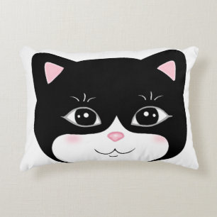 Schattig gelukkig tuxedo kattengezicht accent kussen