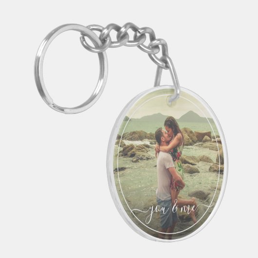 Schattig gelukkig u en ik in liefde classy elegant sleutelhanger (Voorkant Links)