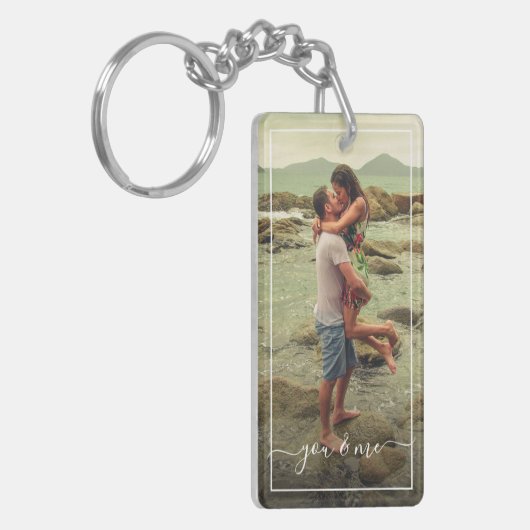 Schattig gelukkig u en ik in liefde classy elegant sleutelhanger (Voorkant Links)