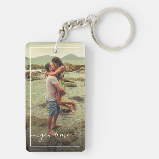 Schattig gelukkig u en ik in liefde classy elegant sleutelhanger (achterkant)