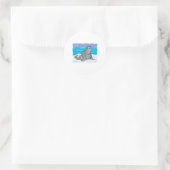 schattig gelukkig walrus ronde sticker (Tas)