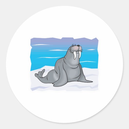 schattig gelukkig walrus ronde sticker (Voorkant)