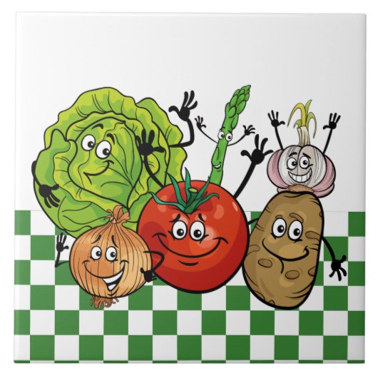 schattig gelukkige groentenkeuken tegeltje (Voorkant)