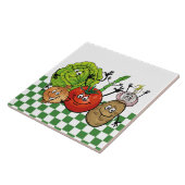 schattig gelukkige groentenkeuken tegeltje (Zijkant)