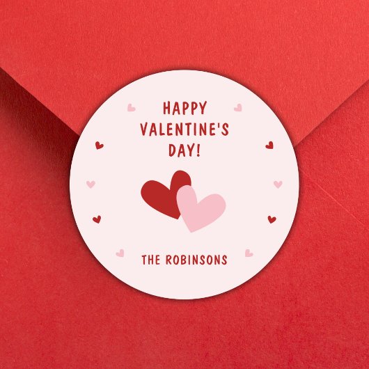 Schattig Gelukkige Valentijnsdag Rode Harten Aange Ronde Sticker