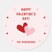Schattig Gelukkige Valentijnsdag Rode Harten Aange Ronde Sticker (Voorkant)