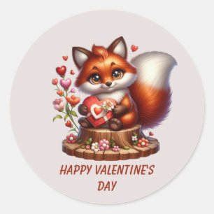 Schattig Gelukkige Valentijnsdag vos Ronde Sticker