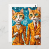 Schattig gember kat paar briefkaart (Voorkant / Achterkant)