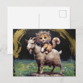 schattig gemberkitten op een geit briefkaart (Voorkant / Achterkant)