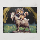 schattig gemberkitten op een geit briefkaart (Voorkant)