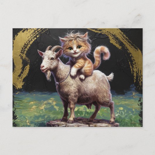 schattig gemberkitten op een geit briefkaart (Voorkant)