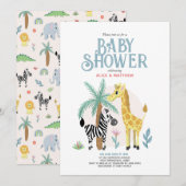 Schattig Gender Neutraal Safari Baby shower Kaart (Voorkant / Achterkant)