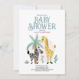 Schattig Gender Neutraal Safari Baby shower Kaart