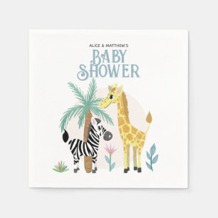 Schattig Gender Neutraal Safari Dier Baby shower Servet