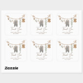 Schattig genderneutraal boho baby shower dank u vierkante sticker (Vel)