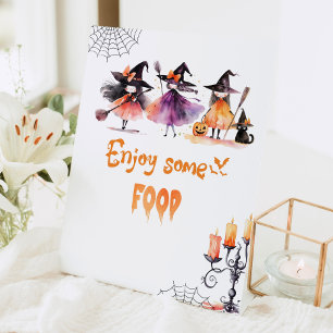 Schattig Geniet van eten Heksen Kostuumfeest Reclamebord Met Voetstuk