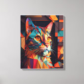 Schattig Geometrisch Kleurrijk Kattenkunstdruk Kub Canvas Afdruk (Voorkant)