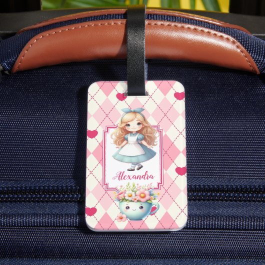 Schattig Gepersonaliseerd Alice in Wonderland Bagagelabel (Achter Insitu 4)