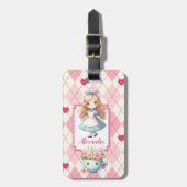 Schattig Gepersonaliseerd Alice in Wonderland Bagagelabel (Voorkant verticaal)