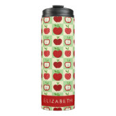 Schattig Gepersonaliseerd Appelpatroon Geruit Thermosbeker (Voorkant)
