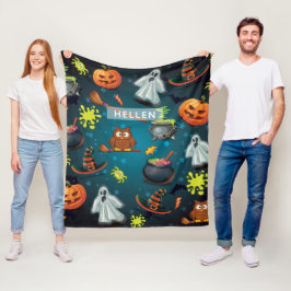Schattig gepersonaliseerd Halloween patroon Fleece Deken