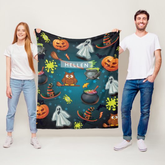 Schattig gepersonaliseerd Halloween patroon Fleece Deken (In situ)