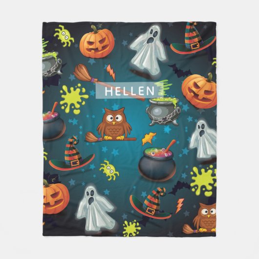 Schattig gepersonaliseerd Halloween patroon Fleece Deken (Voorkant)