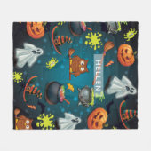 Schattig gepersonaliseerd Halloween patroon Fleece Deken (Voorkant (Horizontaal))