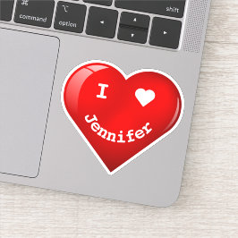 Schattig gepersonaliseerd in hart gelukkig gezicht sticker
