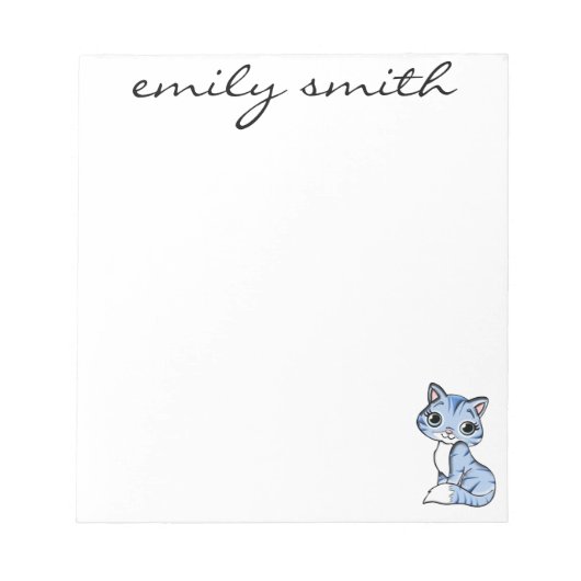 Schattig Gepersonaliseerd Kat en voeg Naam toe Notitieblok (Voorkant)