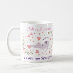 Schattig gepersonaliseerd kat Valentijn Geschenk Koffiemok