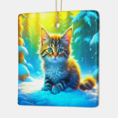 Schattig gepersonaliseerd kerstkatje  keramisch ornament (Links)