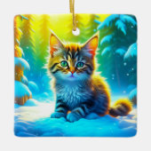 Schattig gepersonaliseerd kerstkatje  keramisch ornament (Voorkant)
