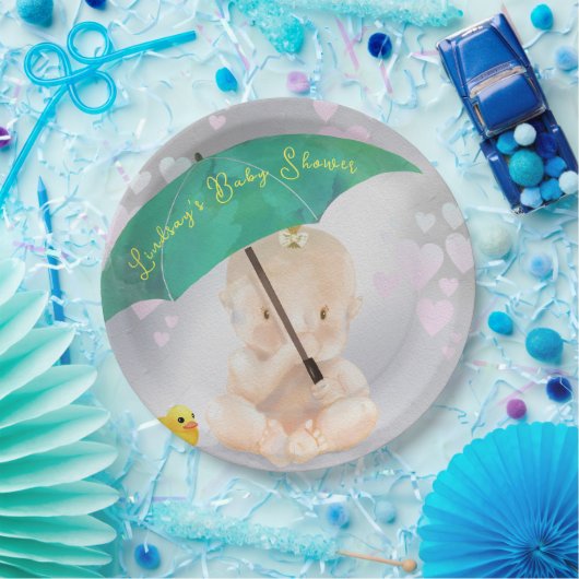 Schattig gepersonaliseerd klein Waterverf Baby sho Papieren Bordje (Feest)