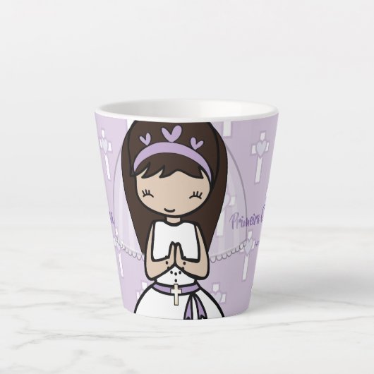 Schattig gepersonaliseerd meisje van de Eerste Hei Latte Mok (Voorkant)