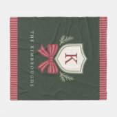 Schattig gepersonaliseerd monogram gestreept lint fleece deken (Voorkant (Horizontaal))