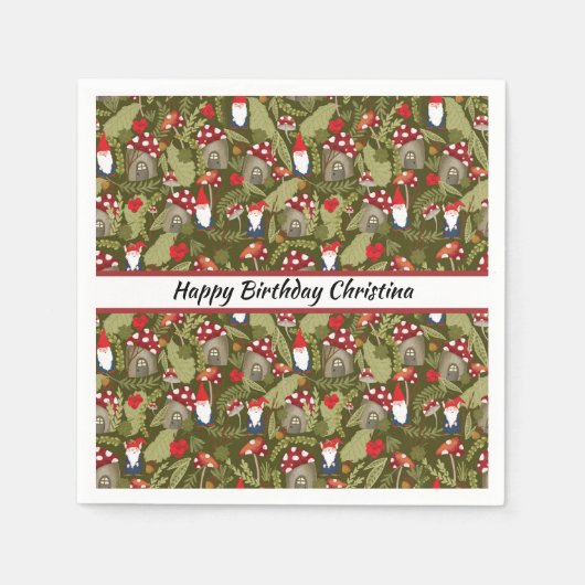 Schattig gepersonaliseerd papier voor gnomen en pa servet (Voorkant)