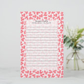 Schattig gepersonaliseerd rood en wit koraal oceaa briefpapier (Staand voorkant)