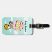 Schattig gepersonaliseerd roze meisje boho bloem p bagagelabel (Voorkant horizontaal)