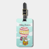 Schattig gepersonaliseerd roze meisje boho bloem p bagagelabel (Voorkant verticaal)