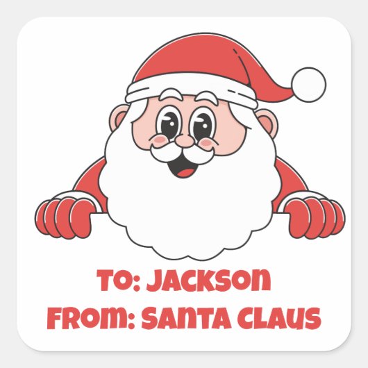 Schattig Gepersonaliseerd Van De Kerstman Vierkante Sticker (Voorkant)