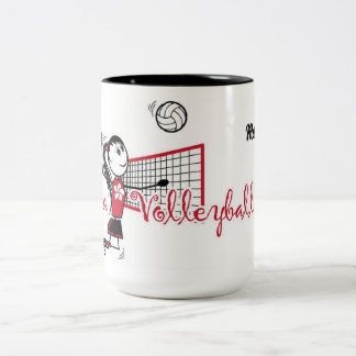 Schattig Gepersonaliseerd Volleybal Meisje Tweekleurige Koffiemok