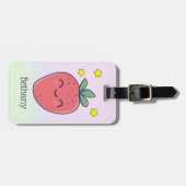 Schattig Gepersonaliseerde Aardbei Bagagelabel (Voorkant horizontaal)