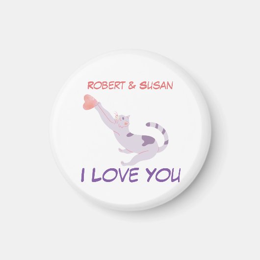 Schattig Gepersonaliseerde Kat Valentijn Ik Hou Va Magneet (Voorkant)