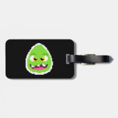 Schattig gepixelde eimonster bagagelabel (Achterkant horizontaal)