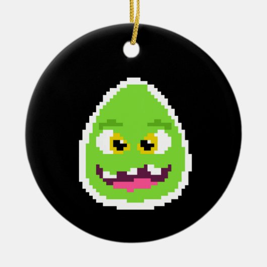 Schattig gepixelde eimonster keramisch ornament (Voorkant)