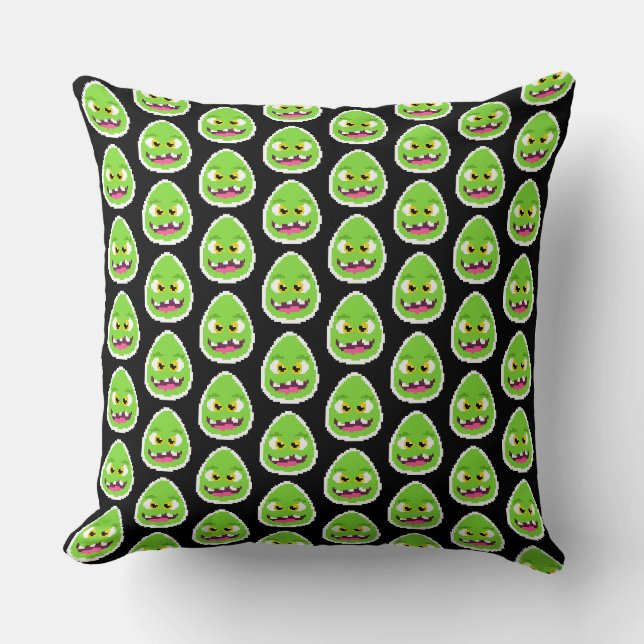 Schattig gepixelde eimonster kussen (Voorkant)