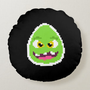 Schattig gepixelde eimonster rond kussen