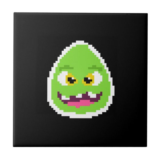 Schattig gepixelde eimonster tegeltje (Voorkant)