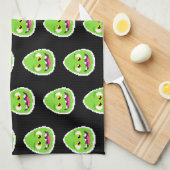 Schattig gepixelde eimonster theedoek (Quarter Fold)